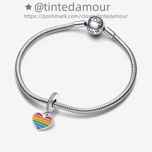 Pandora Pride Rainbow Heart Dangle Charm - Picture 2 of 2